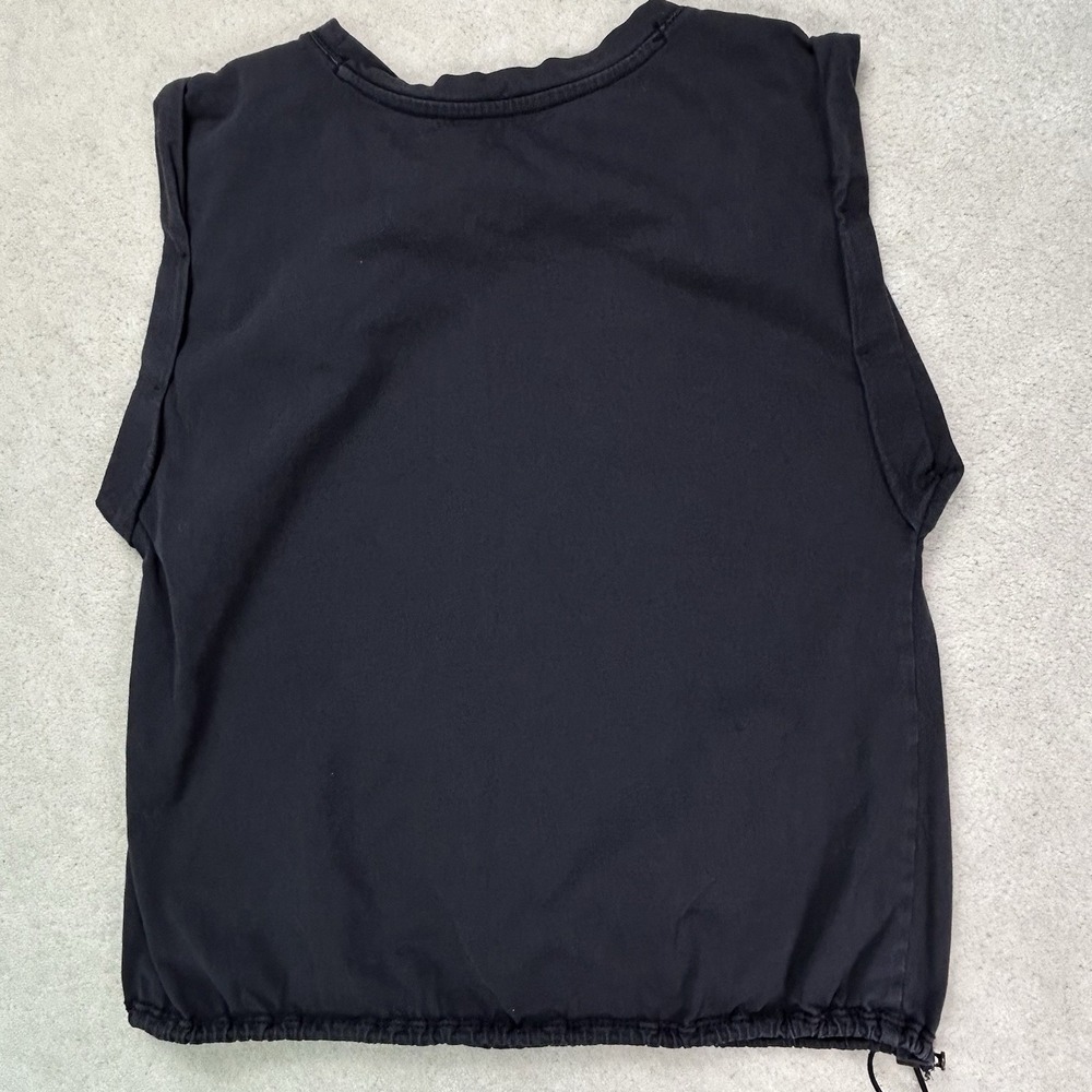 Pilcro Anthropologie Black Cotton Muscle Tee Top Women's XXS Cinch Waist